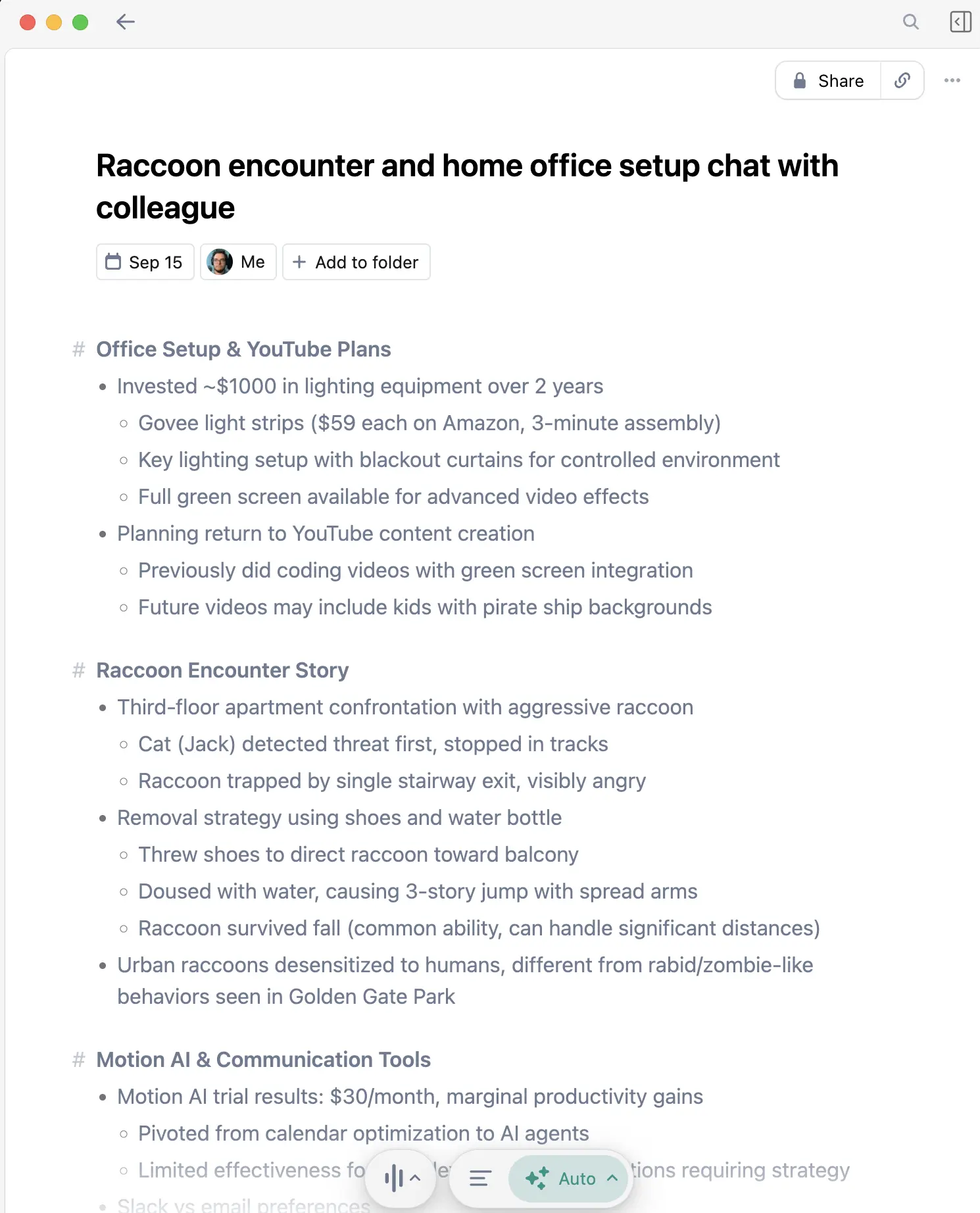 Granola meeting notes example